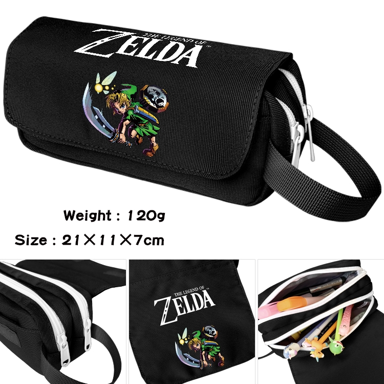 The Legend of Zelda Anime waterproof canvas portable double-layer pencil bag cosmetic bag 21x11x7cm