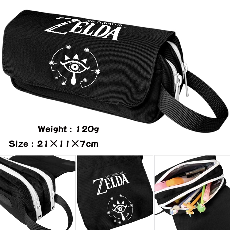 The Legend of Zelda Anime waterproof canvas portable double-layer pencil bag cosmetic bag 21x11x7cm