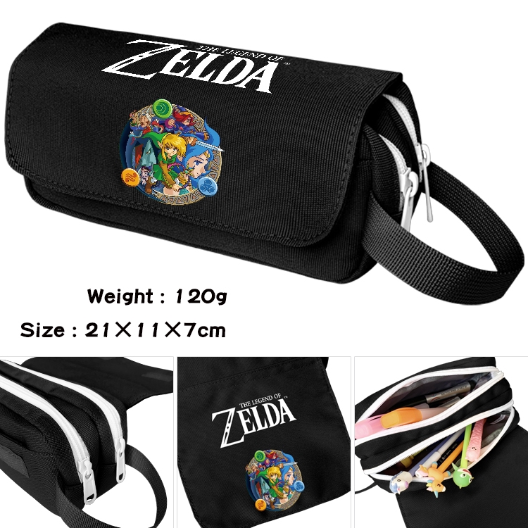 The Legend of Zelda Anime waterproof canvas portable double-layer pencil bag cosmetic bag 21x11x7cm