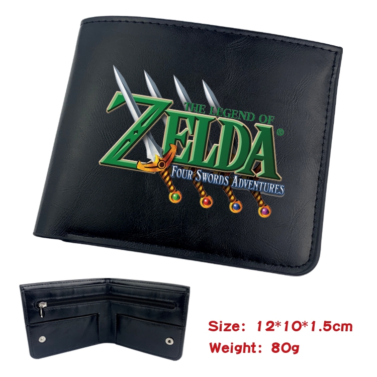 The Legend of Zelda Animation soft leather inner buckle black leather wallet 12X10X1.5CM