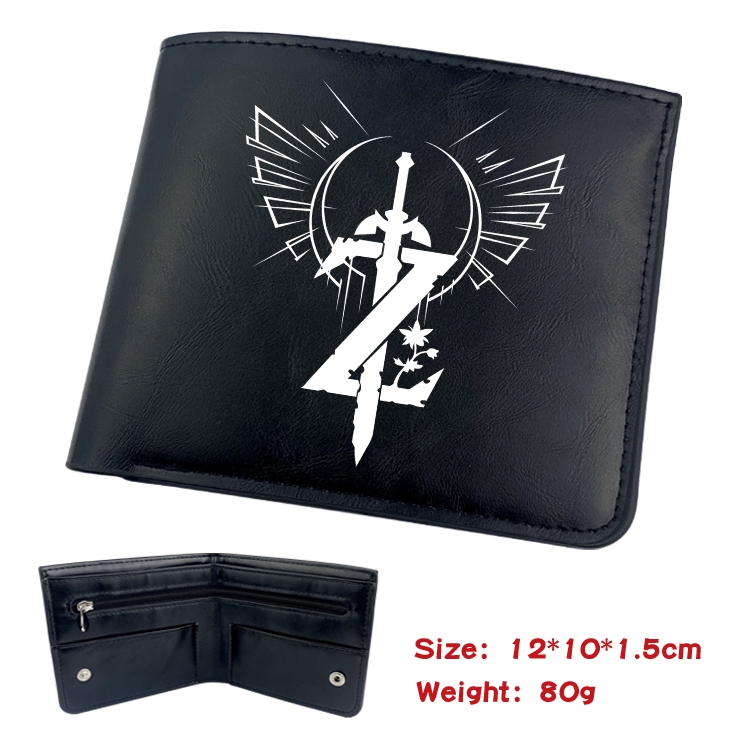 The Legend of Zelda Animation soft leather inner buckle black leather wallet 12X10X1.5CM