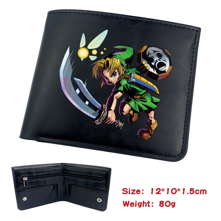 The Legend of Zelda Animation soft leather inner buckle black leather wallet 12X10X1.5CM