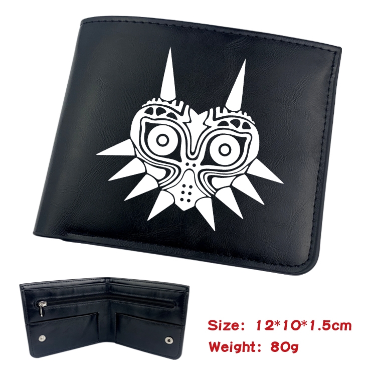 The Legend of Zelda Animation soft leather inner buckle black leather wallet 12X10X1.5CM