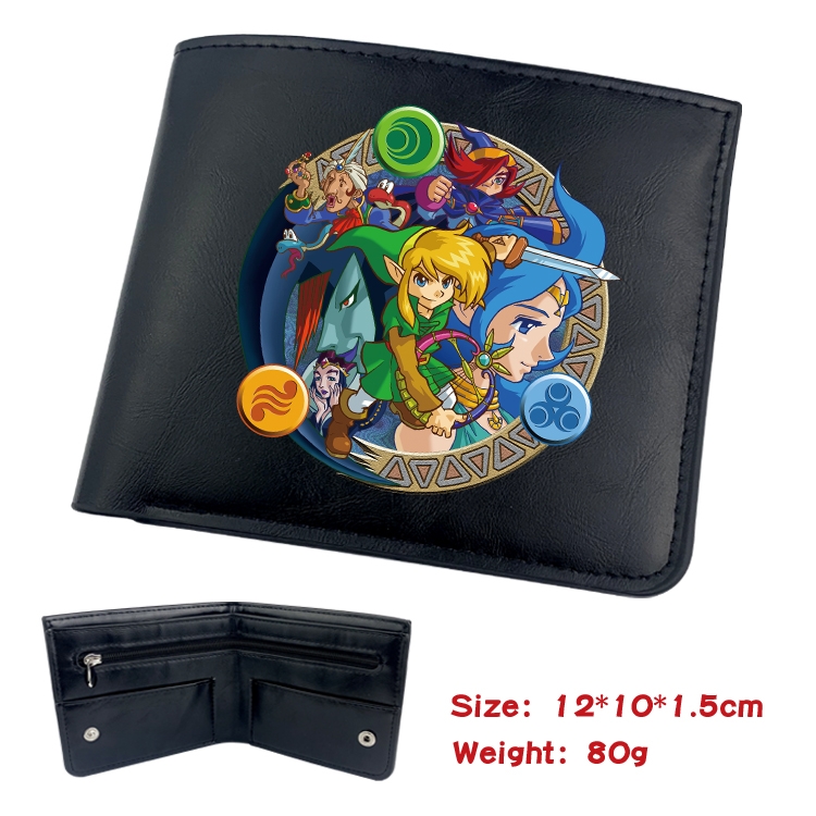 The Legend of Zelda Animation soft leather inner buckle black leather wallet 12X10X1.5CM