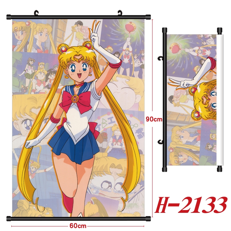 sailormoon Anime Black Plastic Rod Canvas Painting Wall Scroll 60X90CM H-2133A