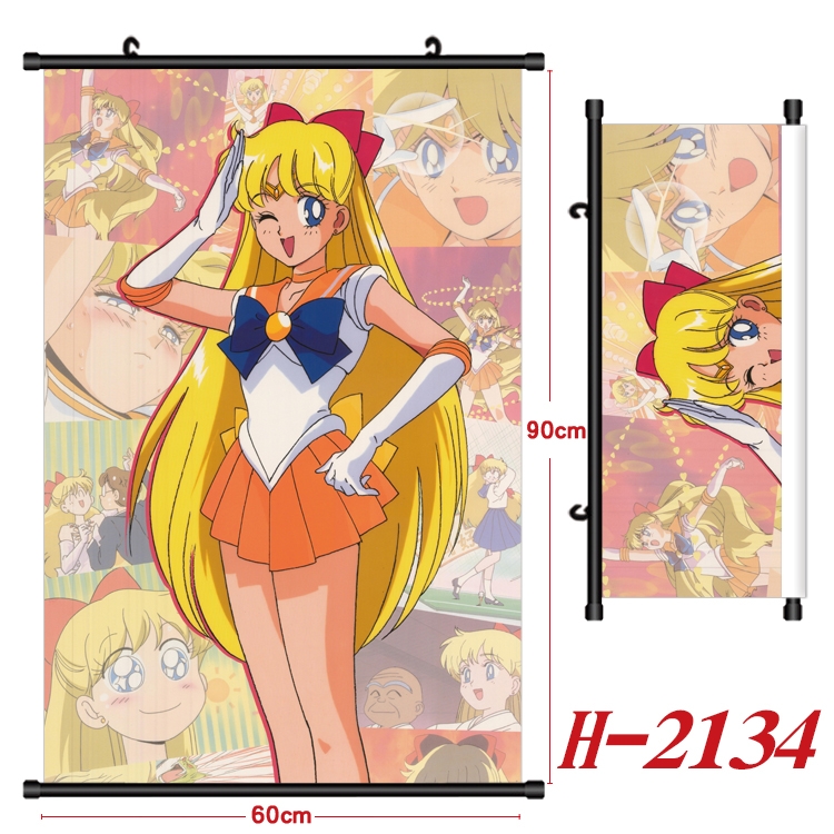 sailormoon Anime Black Plastic Rod Canvas Painting Wall Scroll 60X90CM H-2134A