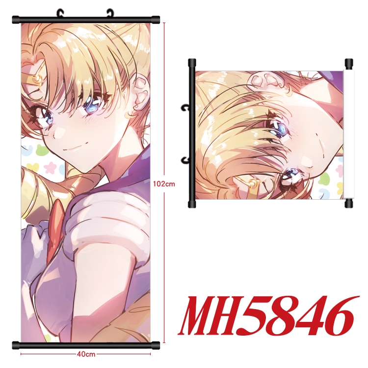 sailormoon Anime black Plastic rod Cloth painting Wall Scroll 40X102CM MH5846A