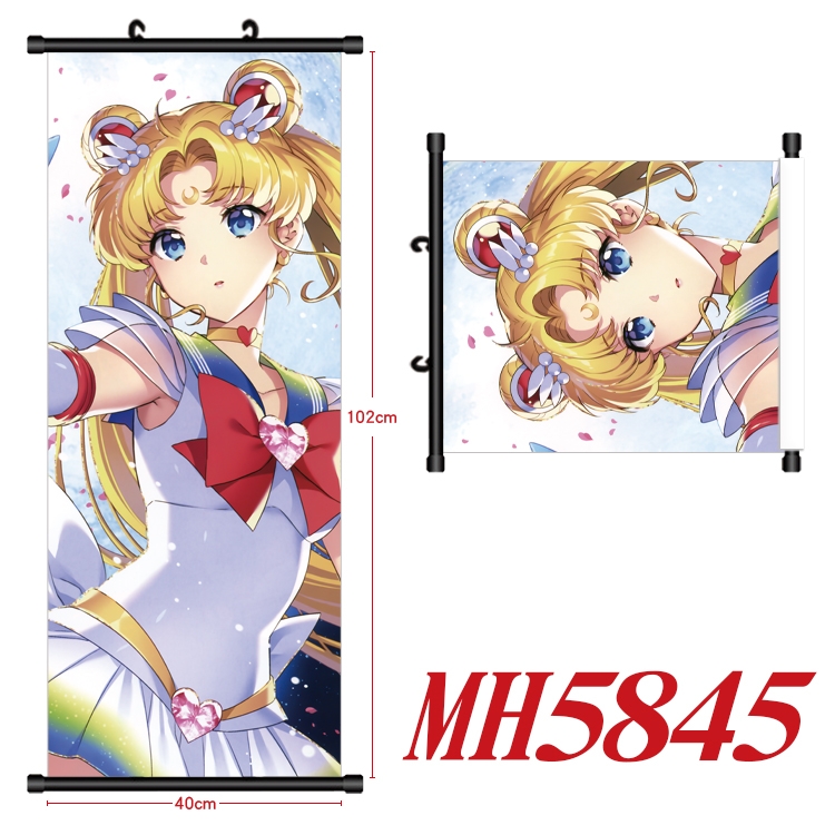 sailormoon Anime black Plastic rod Cloth painting Wall Scroll 40X102CM MH5845A