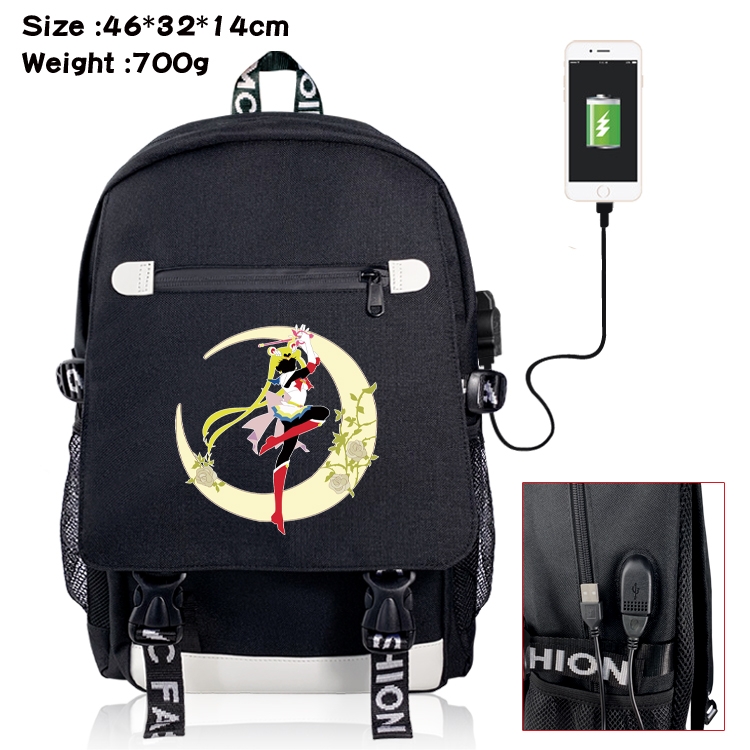 sailormoon USB backpack cartoon print student backpack 46X32X14CM 700G