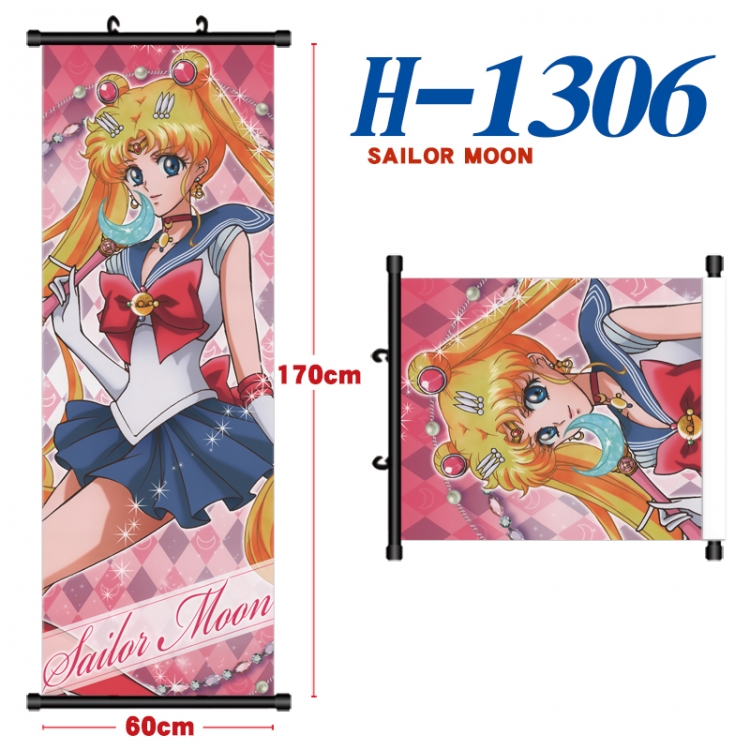 sailormoon Black plastic rod cloth hanging canvas painting Wall Scroll 60x170cm H-1306A