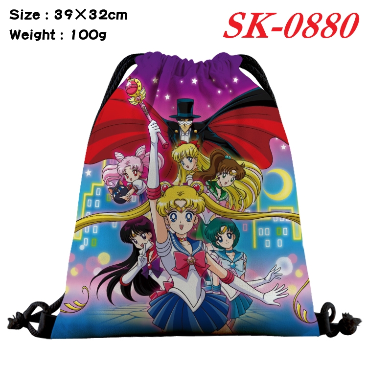 sailormoon cartoon Waterproof Nylon Full Color Drawstring Pocket 39x32cm  SK-0880