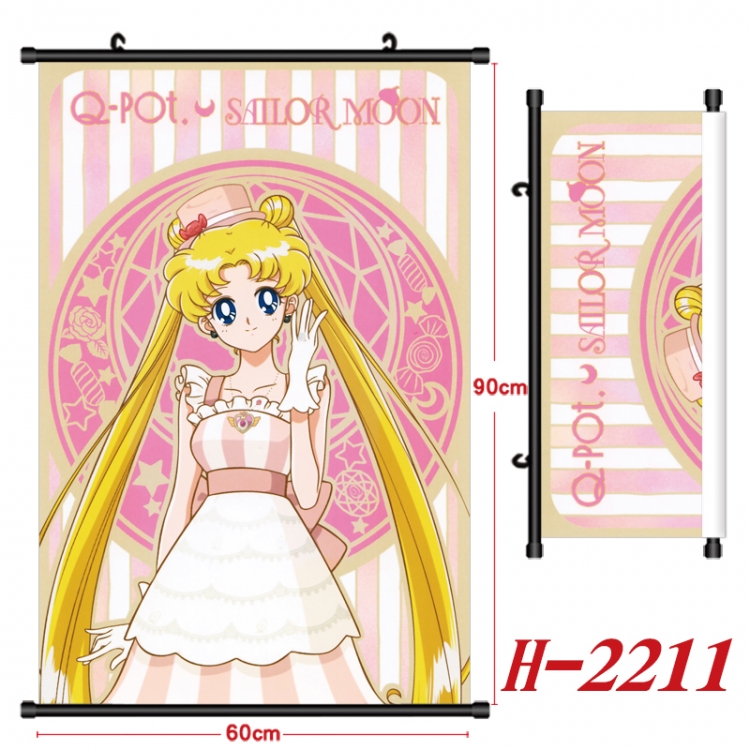 sailormoon Anime Black Plastic Rod Canvas Painting Wall Scroll 60X90CM H-2211A