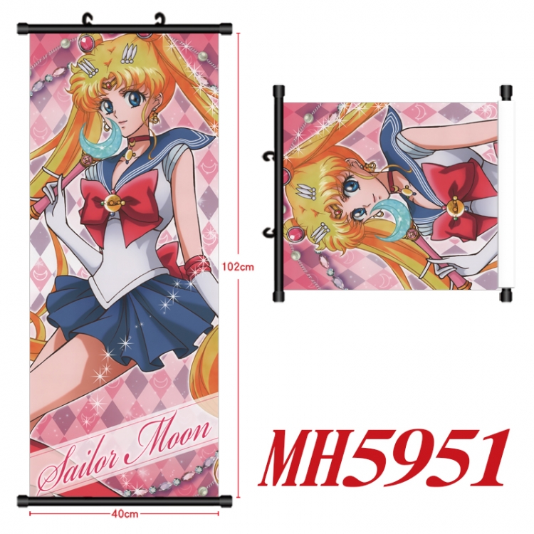 sailormoon Anime black Plastic rod Cloth painting Wall Scroll 40X102CM  MH5951A