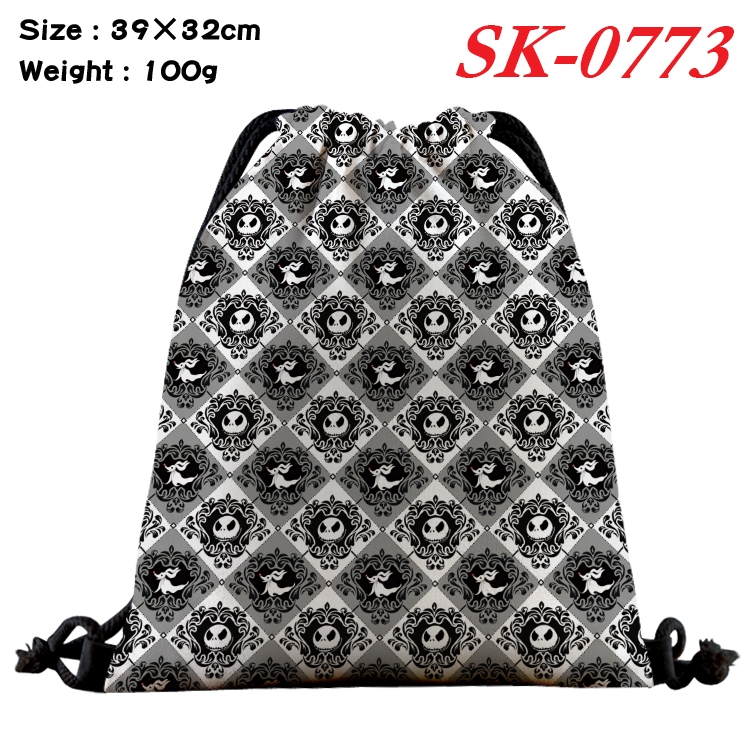 The Nightmare Before Christmas cartoon Waterproof Nylon Full Color Drawstring Pocket 39x32cm SK-0773