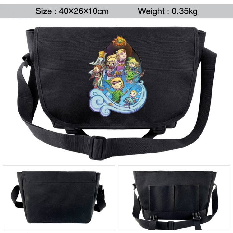 The Legend of Zelda Anime black double button waterproof single shoulder crossbody bag 40x26x10cm