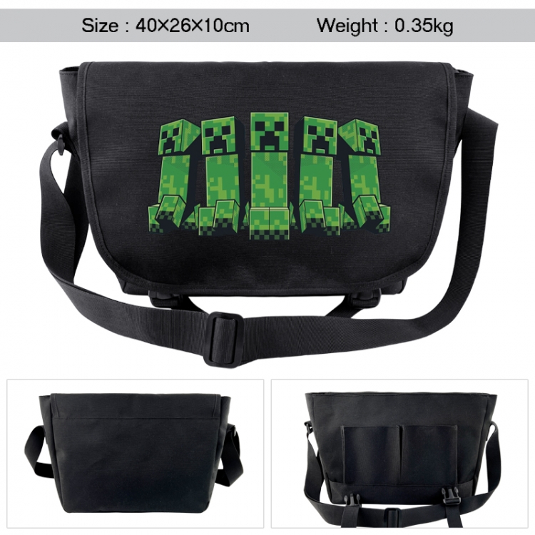 Minecraft Anime black double button waterproof single shoulder crossbody bag 40x26x10cm