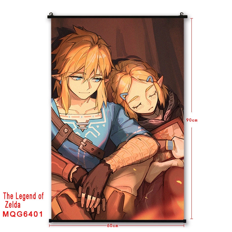 The Legend of Zelda Anime black Plastic rod Cloth painting Wall Scroll 60X90CM MQG-6401