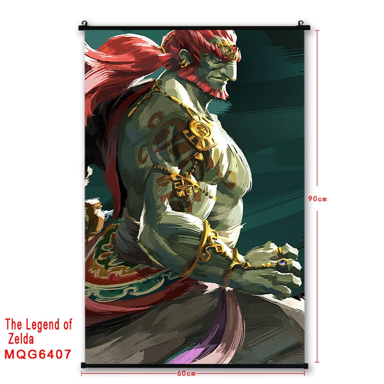 The Legend of Zelda Anime black Plastic rod Cloth painting Wall Scroll 60X90CM MQG-6407