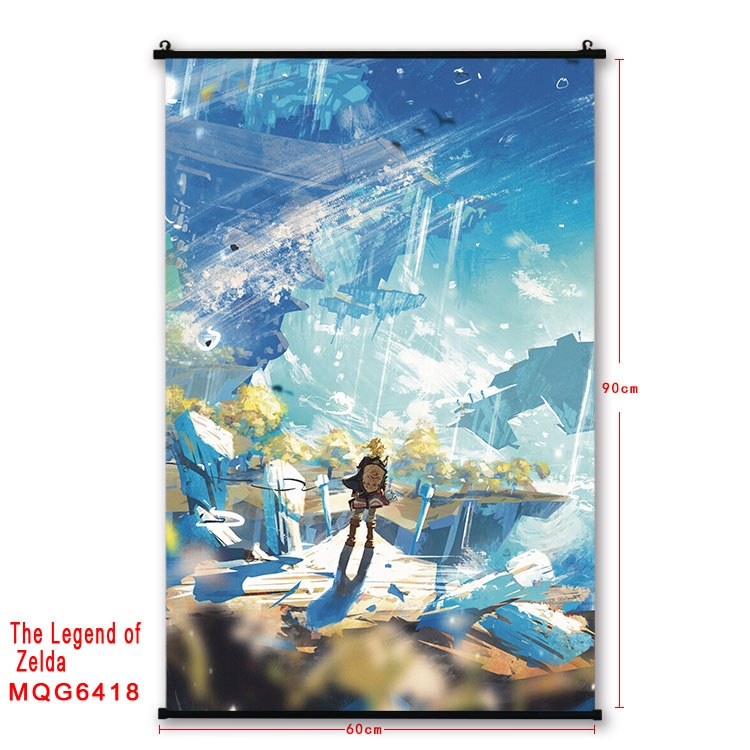 The Legend of Zelda Anime black Plastic rod Cloth painting Wall Scroll 60X90CM  MQG-6418