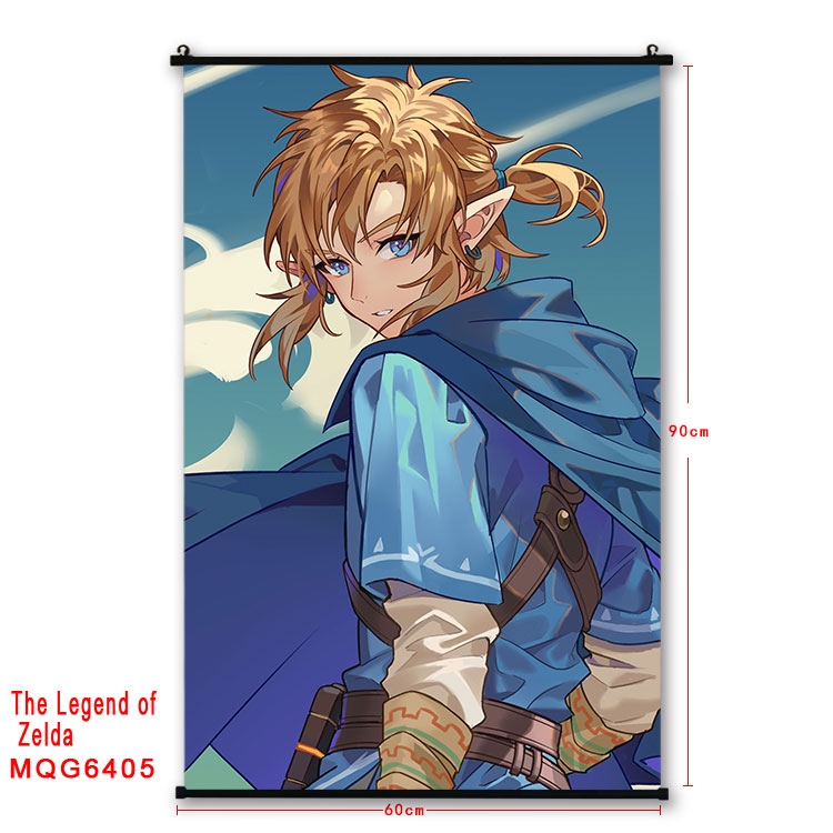 The Legend of Zelda Anime black Plastic rod Cloth painting Wall Scroll 60X90CM MQG-6405