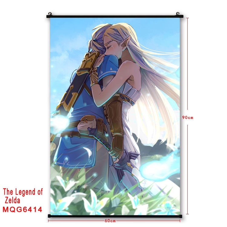 The Legend of Zelda Anime black Plastic rod Cloth painting Wall Scroll 60X90CM MQG-6414