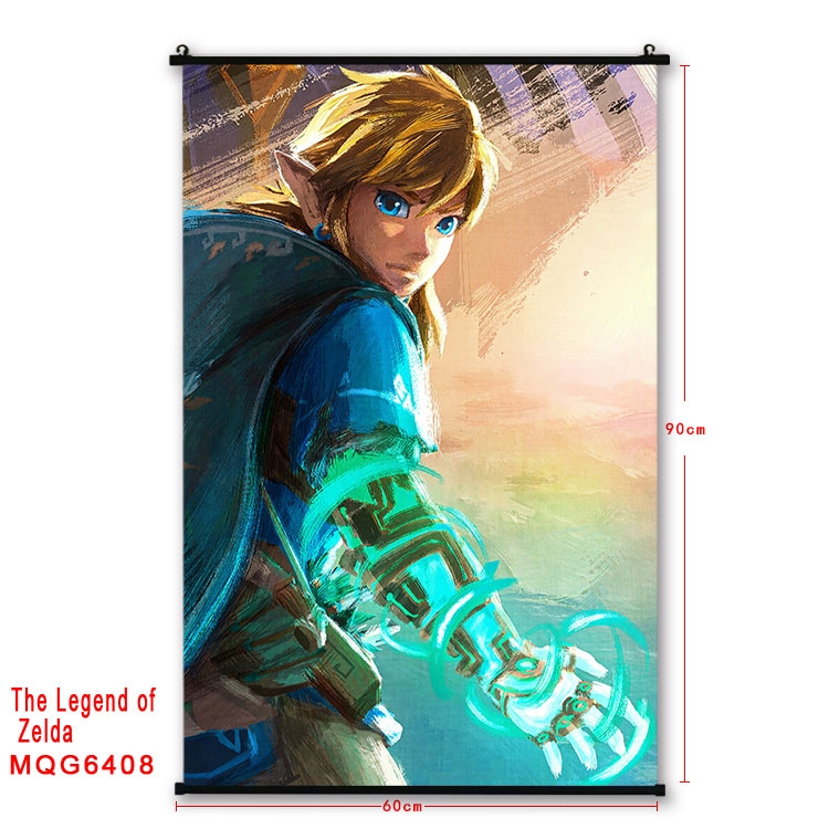 The Legend of Zelda Anime black Plastic rod Cloth painting Wall Scroll 60X90CM MQG-6408