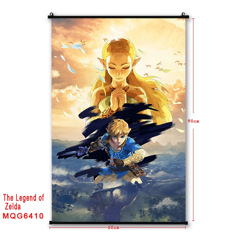 The Legend of Zelda Anime black Plastic rod Cloth painting Wall Scroll 60X90CM MQG-6410