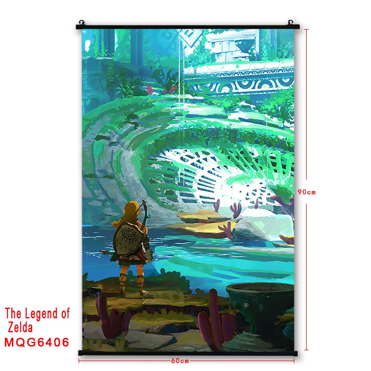 The Legend of Zelda Anime black Plastic rod Cloth painting Wall Scroll 60X90CM  MQG-6406