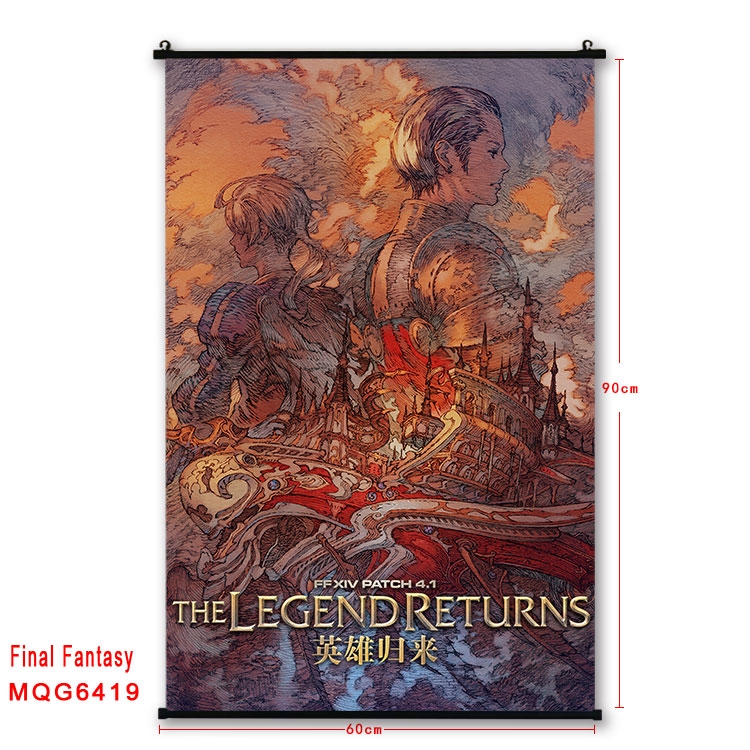 Final Fantasy Anime black Plastic rod Cloth painting Wall Scroll 60X90CM MQG-6419