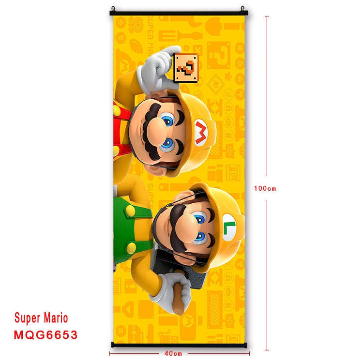 Super Mario  Anime black Plastic rod Cloth painting Wall Scroll 40X100CM MQG-6653