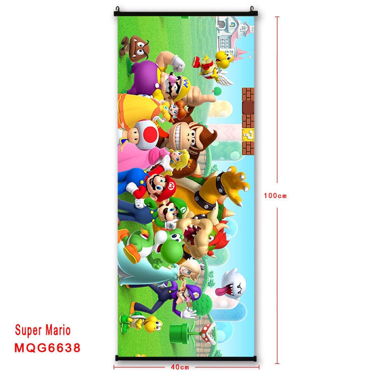 Super Mario  Anime black Plastic rod Cloth painting Wall Scroll 40X100CM  MQG-6638