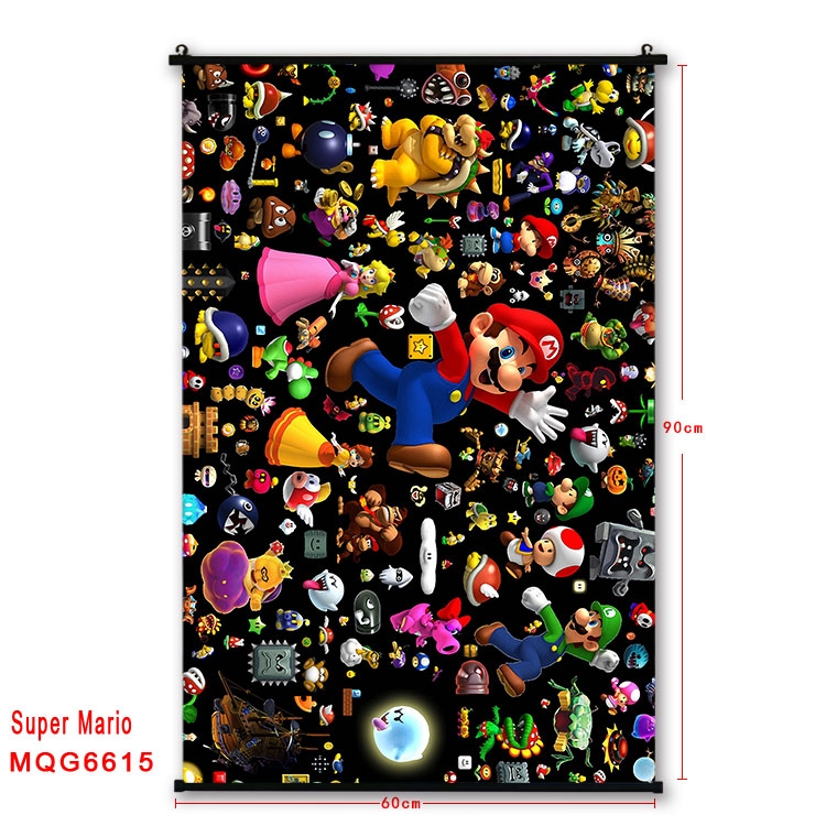 Super Mario Anime black Plastic rod Cloth painting Wall Scroll 60X90CM