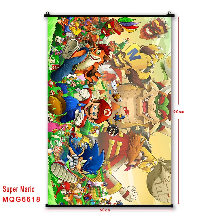 Super Mario Anime black Plastic rod Cloth painting Wall Scroll 60X90CM MQG-6618