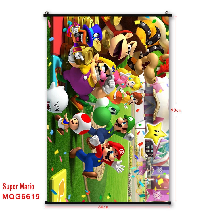 Super Mario Anime black Plastic rod Cloth painting Wall Scroll 60X90CM  MQG-6619