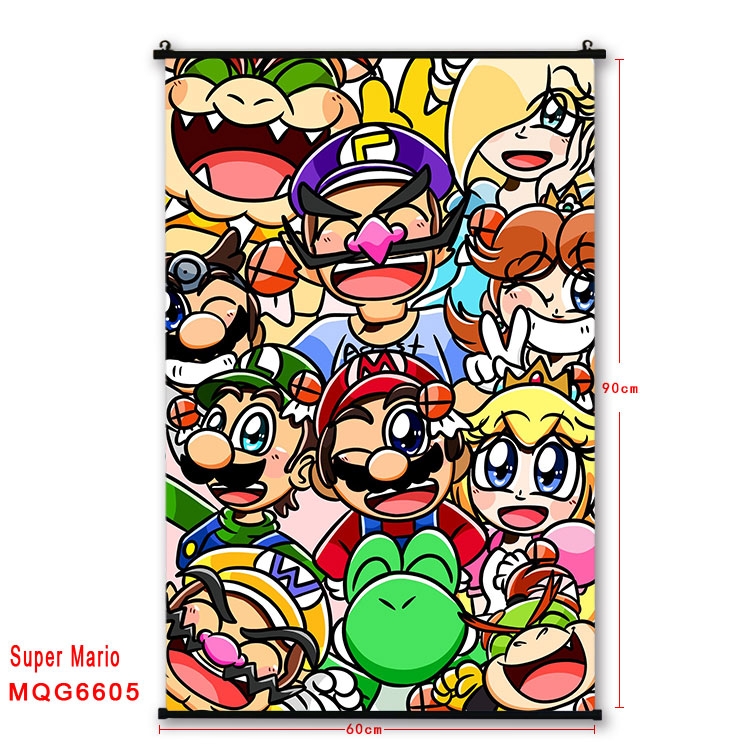 Super Mario Anime black Plastic rod Cloth painting Wall Scroll 60X90CM MQG-6605