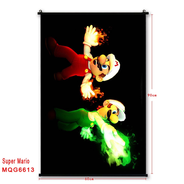 Super Mario Anime black Plastic rod Cloth painting Wall Scroll 60X90CM