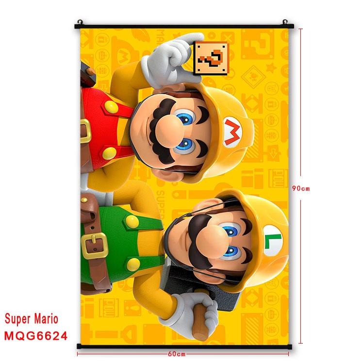 Super Mario Anime black Plastic rod Cloth painting Wall Scroll 60X90CM MQG-6624