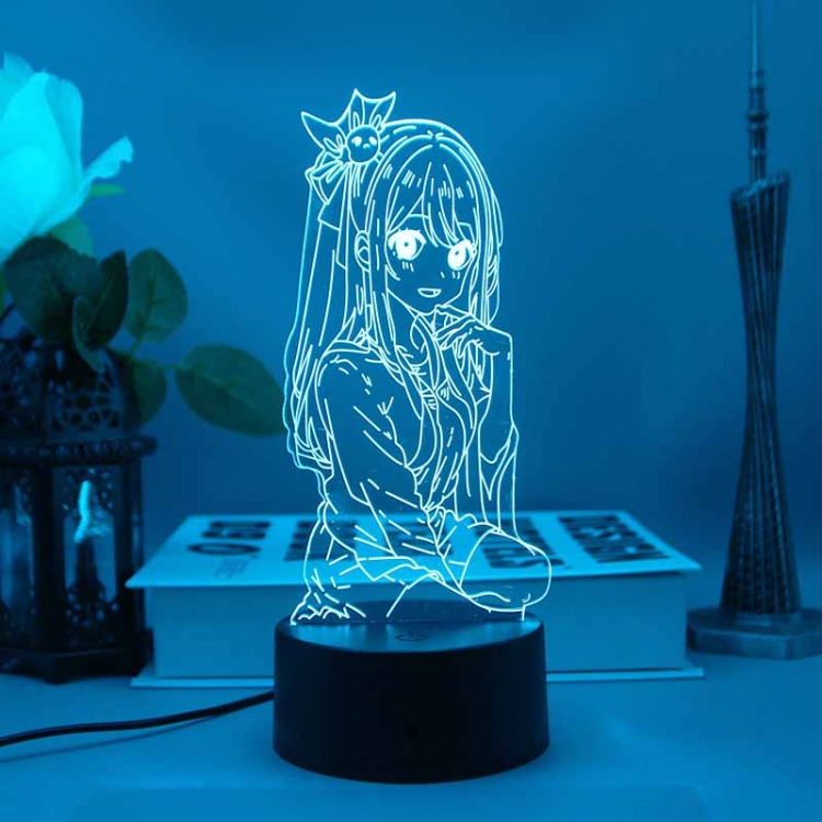 Oshi no ko 3D night light USB touch switch colorful acrylic table lamp BLACK BASE