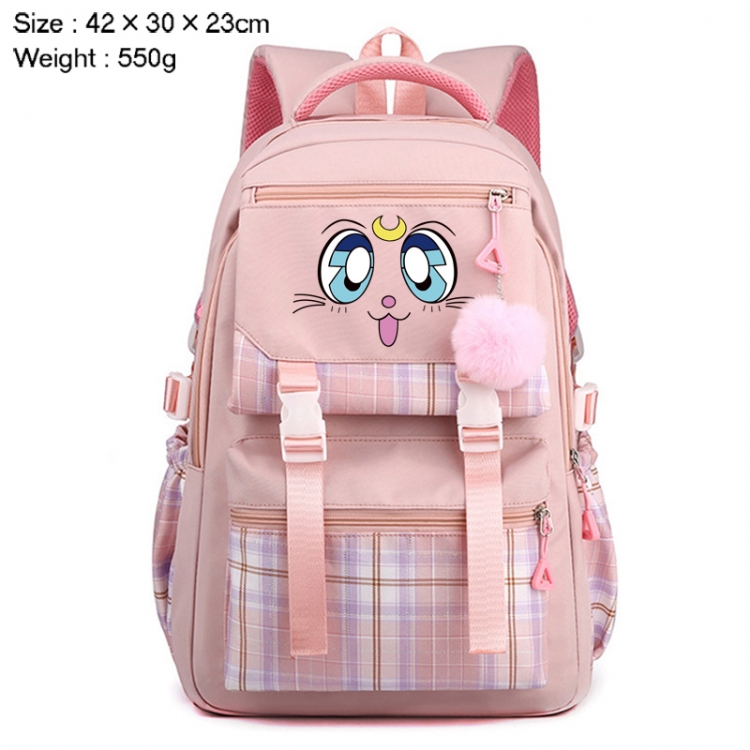 sailormoon Anime Plaid Backpack Four Color Fashion Backpack 42X30X23cm 550g