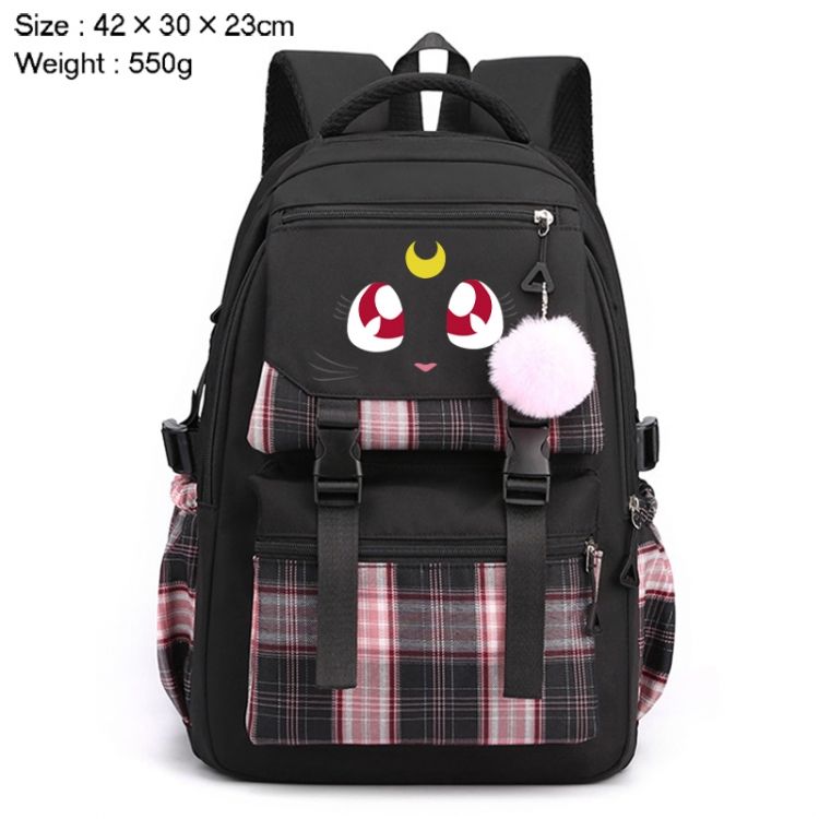 sailormoon Anime Plaid Backpack Four Color Fashion Backpack 42X30X23cm 550g