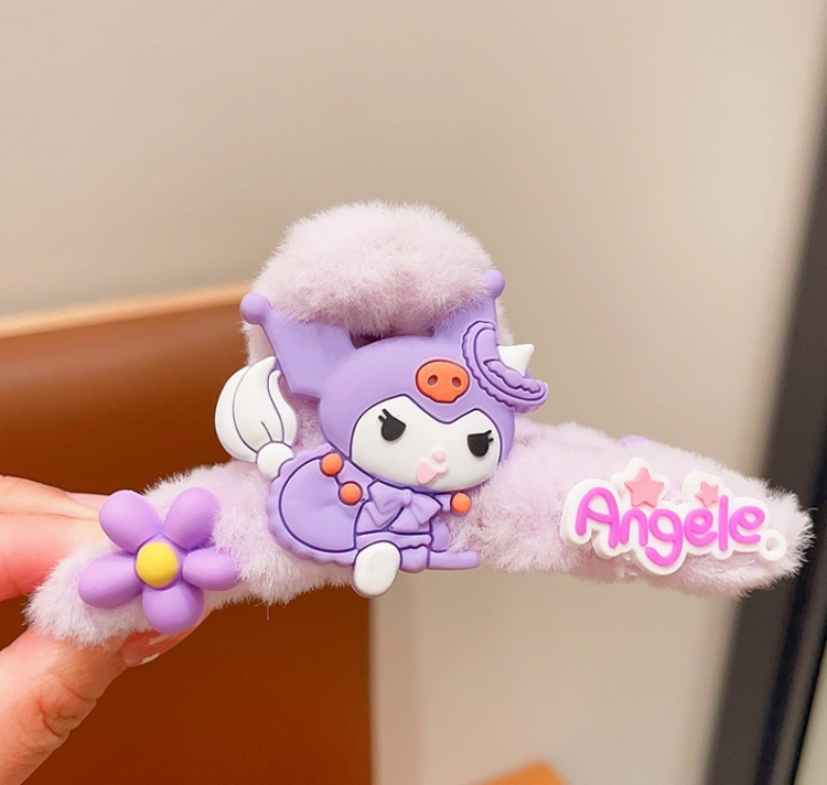 Kuromi Childrens plush clip cute cartoon headwear autumn and winter hair clips price for 5 pcs