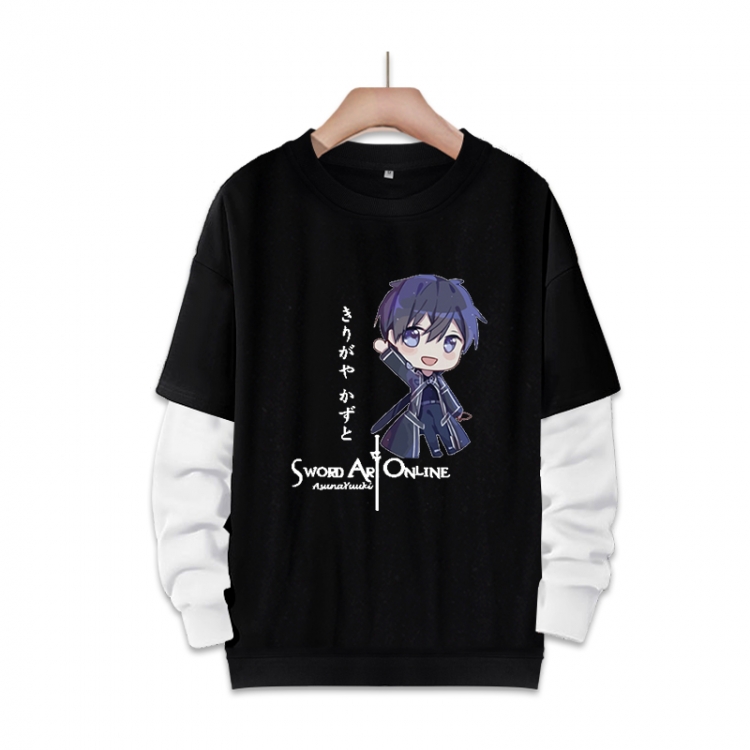 Sword Art Online Anime fake two-piece thick round neck sweater from S to 3XL