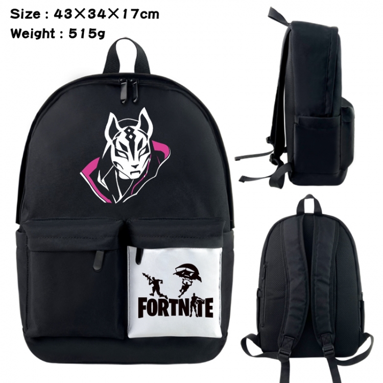 Fortnite Anime black and white classic waterproof canvas backpack 43X34X17CM