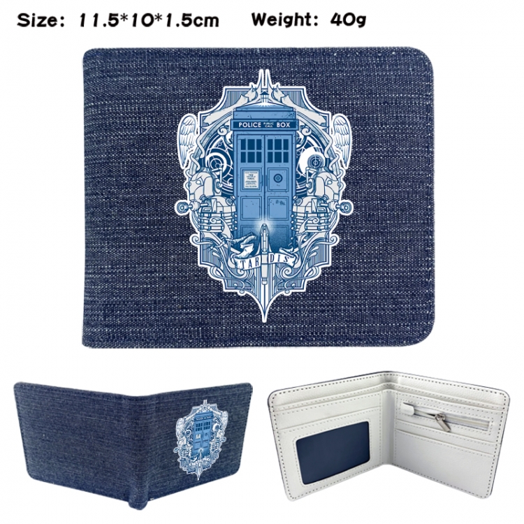 Doctor Who Anime denim folding full-color wallet 11.5X10X1.5CM