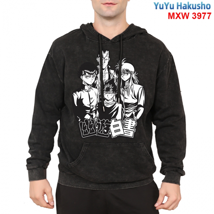  YuYu Hakusho Anime peripheral washing and worn-out pure cotton sweater from S to 3XL