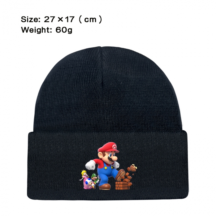 Super Mario Anime printed plush knitted hat, warm hat 27X17cm 60g