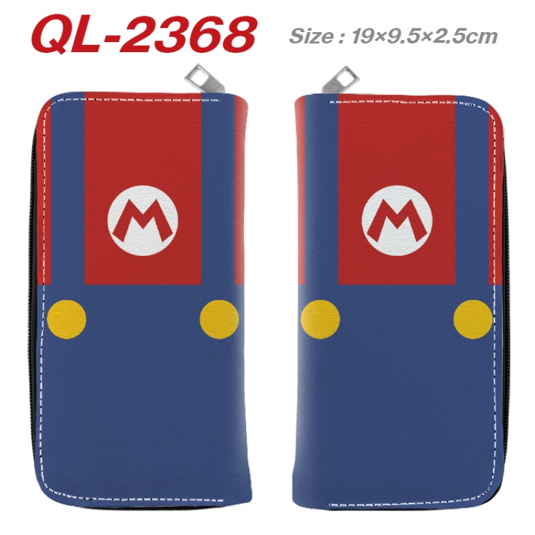 Super Mario Anime peripheral PU leather full-color long zippered wallet 19.5x9.5x2.5cm