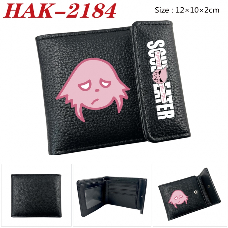 Soul Eater Anime Litchi Pattern Hidden Buckle Half Fold Printed Wallet 12X10X2CM