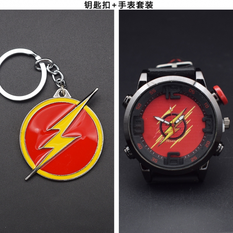 The Flash Metal keychain watch set