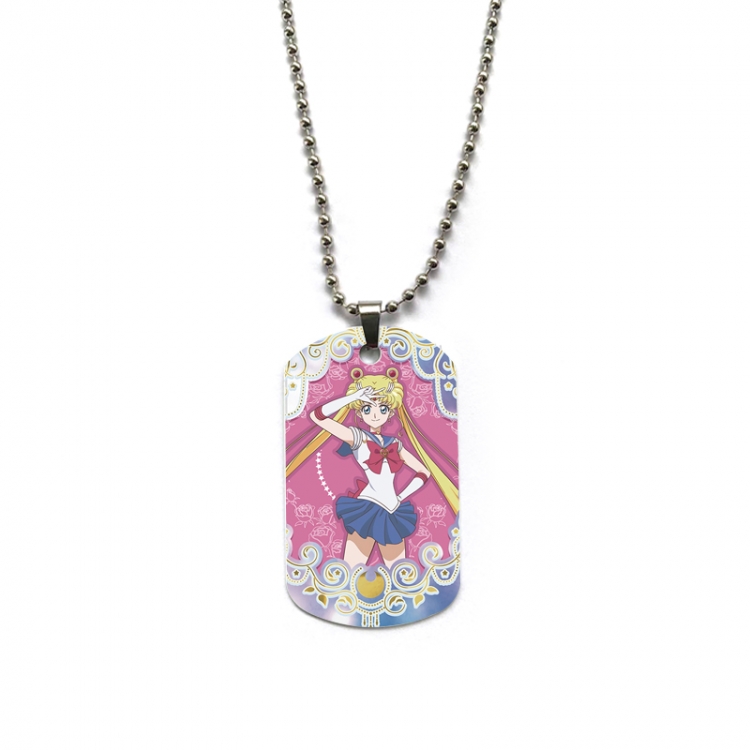 sailormoon Anime double-sided full color printed military brand necklace price for 5 pcs